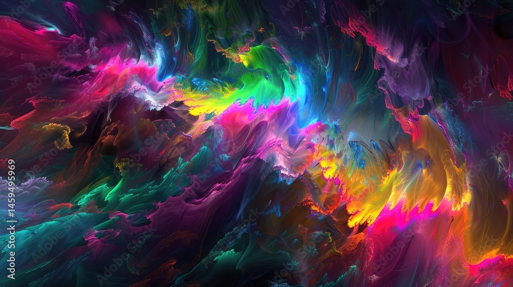 Fototapeta premium Abstract vivid colorful wave flowing express energetic texture. Seamless texture of vividness curve swirling convey sense of harmony and wonderful scene perfect for effect and graphic design. AIG51.