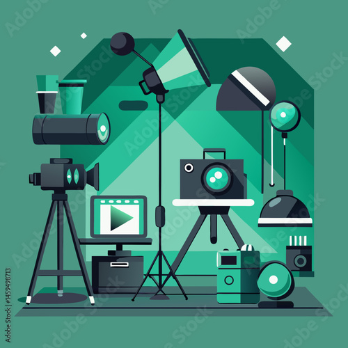 Professional Film Studio Setup with Lighting and Equipment