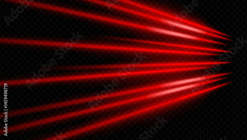 Bright red glowing rays projecting from dark side. Perfect for tech intros, concert lighting, or futuristic visuals.