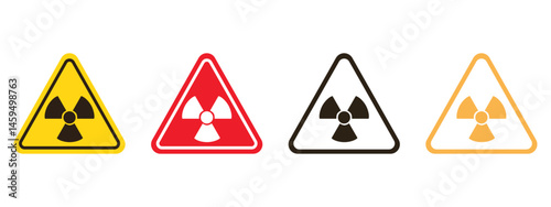 Radioactive material warning icon in flat style. Radiation danger vector illustration on isolated background. Caution sign business concept.