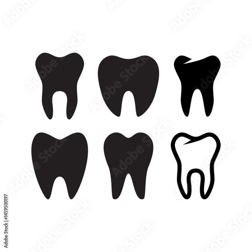 Set of Tooth icon. Dental clinic logo. Human teeth vector illustration.
