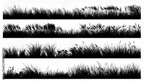 grass silhouettes set