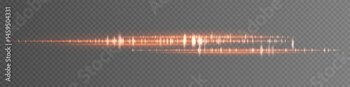 Soundwave set icon. Orange luminous frequency lines on transparent background. Perfect for futuristic interface, audio mixing, sound detection visuals, digital technology and communication.