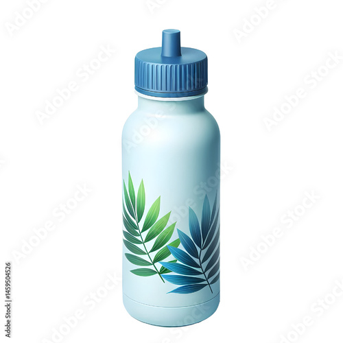 A reusable plastic water bottle with a blue cap, perfect for staying hydrated during exercise and travel.