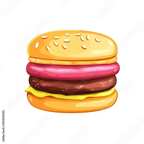 delicious juicy burger sesame bun