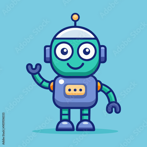 Download Cute Robot Waving Hand Cartoon Vector Icon Illustration Eps File For Design.