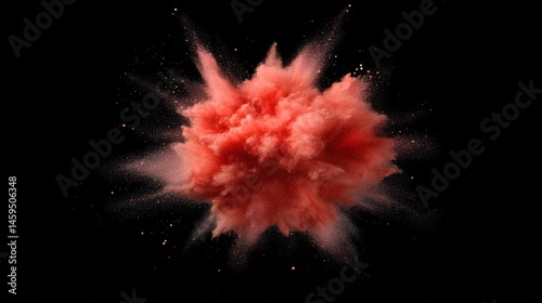 Red powder explosion on black