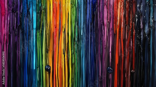 Melted crayon art, vibrant rainbow streaks