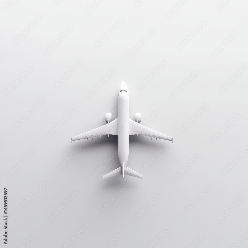 Overhead view of white airplane Overhead view of white airplane