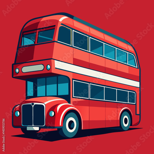 Download Beautiful Vehicle Red Double Deck Bus Vector  Eps File For Design.