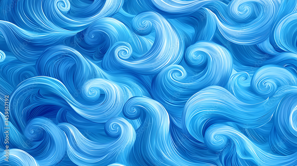 The image is a blue wave with a lot of detail and swirls The image is a blue wave with a lot of detail and swirls