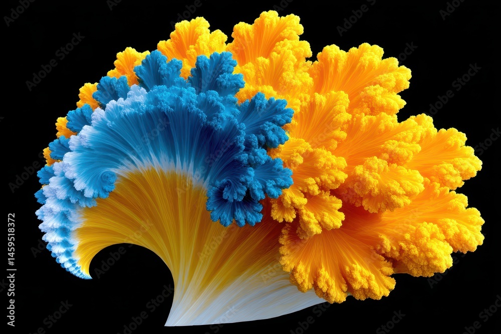 Fractal art design with colorful coral-like shapes on black background