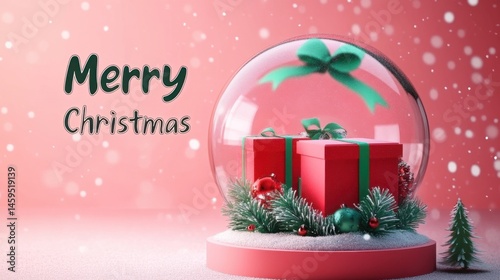 Merry Christmas Snow Globe with Presents