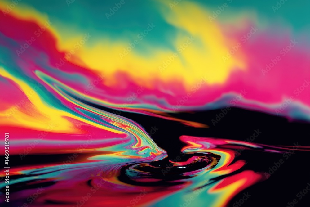 Abstract liquid art with vibrant neon colors