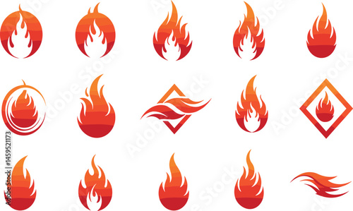 Cartoon red flame. Fire flames, hot fireball, danger wildfire campfire and bonfire elements, fire frames and flaming borders