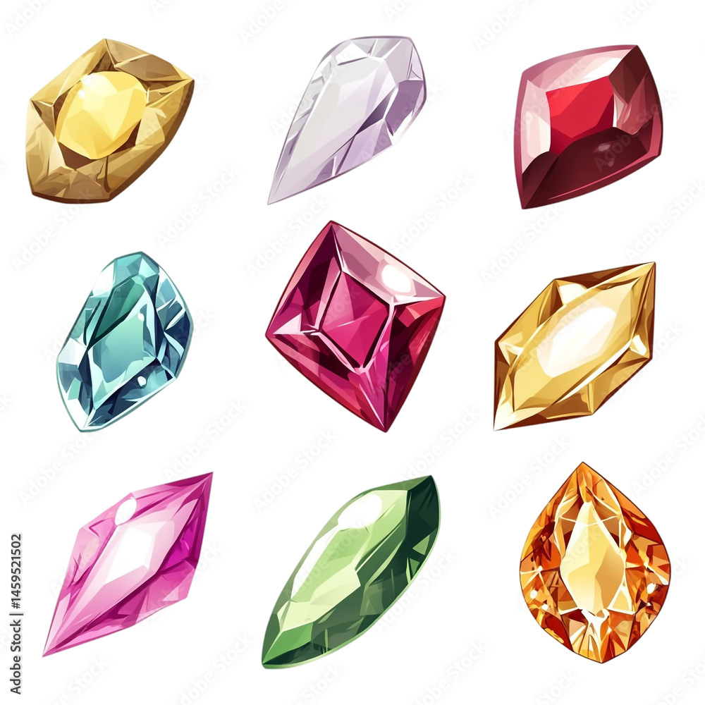 Fototapeta premium colorful gemstones various shapes shiny