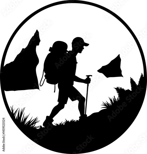 Solo Hiker in the Mountains – Wilderness Adventure Artwork