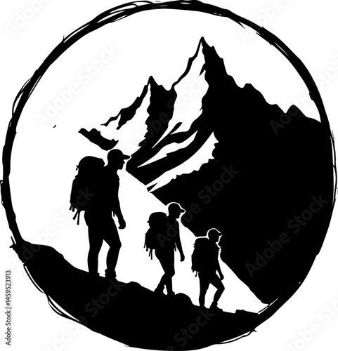 Solo Hiker in the Mountains – Wilderness Adventure Artwork