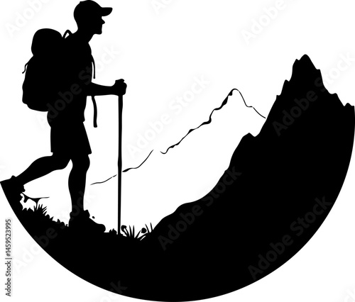 Solo Hiker in the Mountains – Wilderness Adventure Artwork