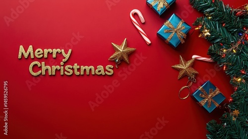 Merry Christmas festive red background