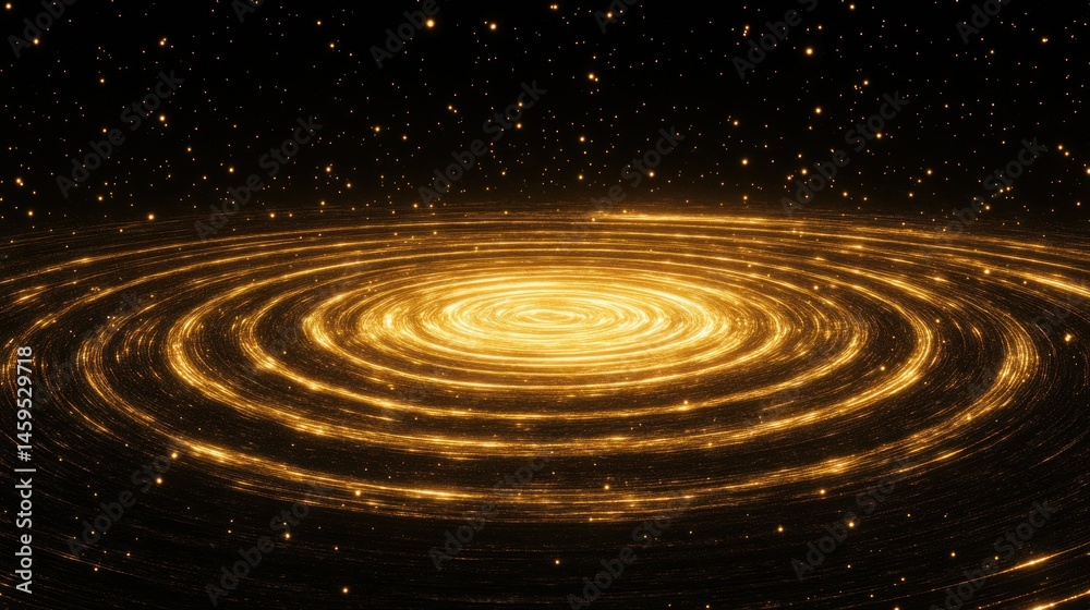 Fototapeta premium Golden Galactic Spiral: A Celestial Dance of Light and Stardust