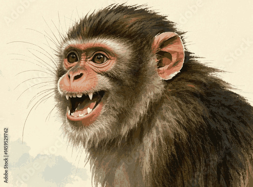 Merry Monkey Mirth laughs and is happy isolated watercolor vector illustration svg