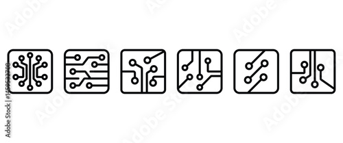 Simple set of Circuit board icons. Electronic components line icons set. This set includes electronic components icons in transparent background in vector. Editable stroke. Eps10