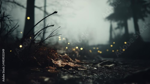 Mysterious forest gloom lights
