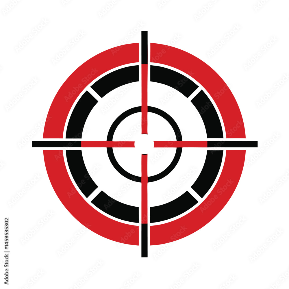 Red and black target icon illustration for precision accuracy and concept visualization Red and black target icon illustration for precision accuracy and concept visualization