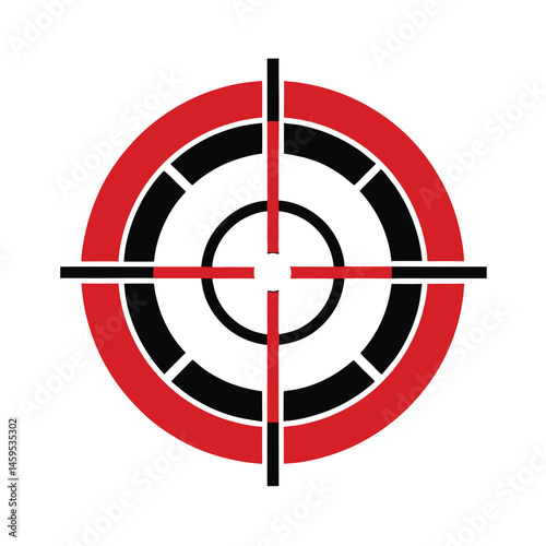 Red and black target icon illustration for precision accuracy and concept visualization