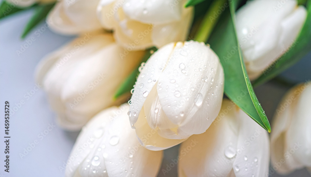 Naklejka premium Białe tulipany tło