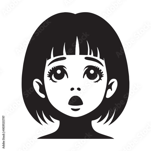Sorrowful Begging Face silhouette, emotion in every line – Begging Face illustration – Minimalist Begging Face vector – Begging Silhouette


