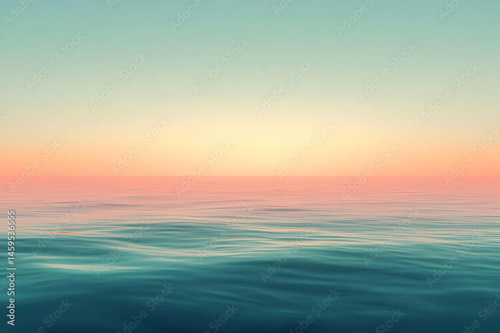 Fototapeta premium Ocean water meets a colorful sky creating a serene seascape.