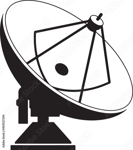 Large satellite dish antenna silhouette icon vector illustration
