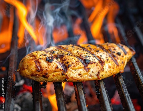 Grilled Chicken Breast On Barbecue Grill