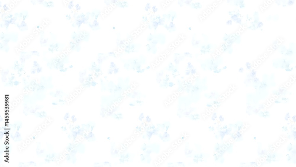 Seamless Floral Pattern: Delicate Blue and Purple Translucent Flowers with Vibrant Green Leaves on White Background, Creating a Light, Elegant, Natural Design Seamless Floral Pattern: Delicate Blue and Purple Translucent Flowers with Vibrant Green Leaves on White Background, Creating a Light, Elegant, Natural Design
