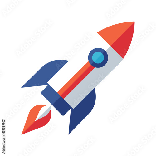 Free Download Colorful cartoon rocket ship illustration taking flight against a white background for projects - GFXLoad