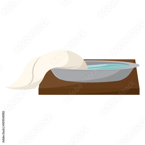 Basin with towel. Vector