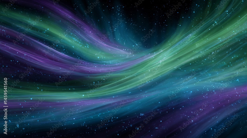 Fototapeta premium Abstract cosmic aurora background with nebula effect in shades of blue and green