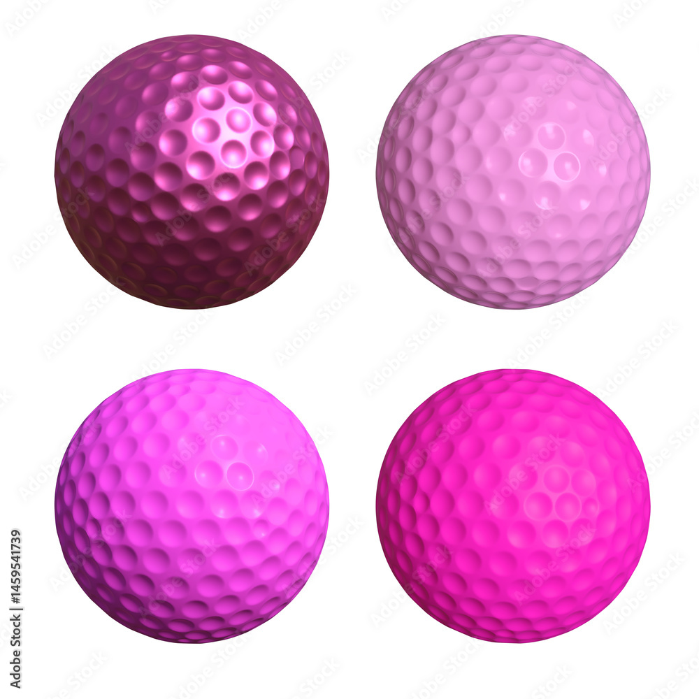 différentes balles de golf rose - rendu 3D sur fond transparent différentes balles de golf rose - rendu 3D sur fond transparent
