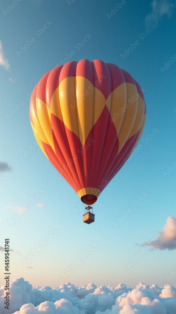 Hot air balloon flying high in the sky Hot air balloon flying high in the sky