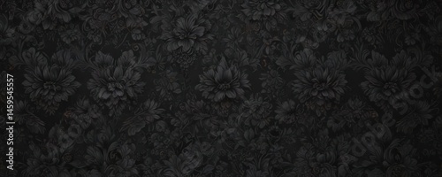 Luxurious black floral wallpaper, ornate charcoal pattern , stylish, luxury