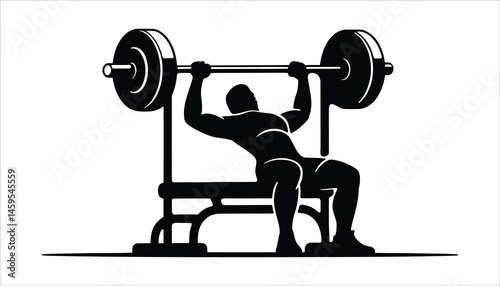 Weightlifting Silhouette: Man Lifting Barbell on Bench Press