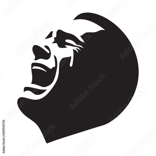 Raw Crying Face silhouette, tears of pain and sorrow – Crying Face illustration – Minimalist Crying Face vector – Crying Silhouette

