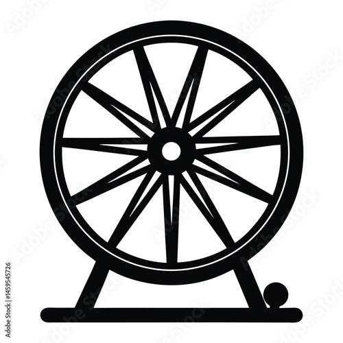 A wooden wheel silhouette vector icon illustration on white background.