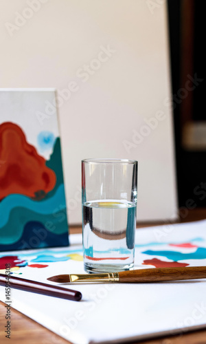 Obraz na płótnie Glass of Water Painting Supplies Couples Painting Date Art Therapy w salonie