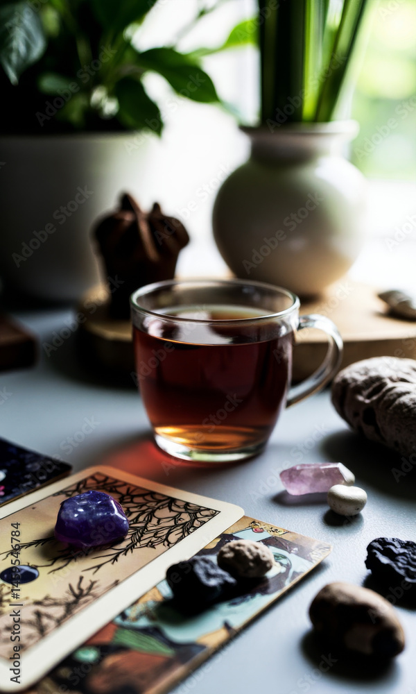 Herbal Tea Tarot Cards Crystals Mindfulness Spiritual Practice