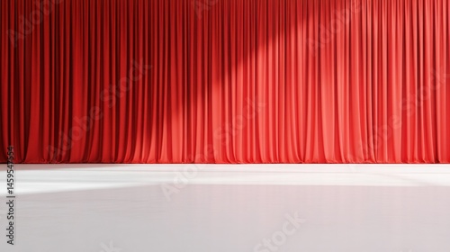 Red curtains stage white floor minimalist background