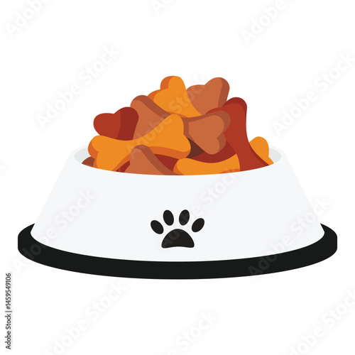 Dog bowl with dry food bone shaped crishps