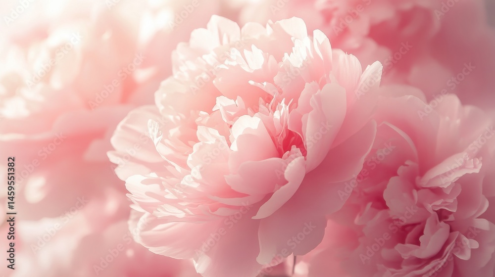 A close-up of soft pink peonies with a dreamy, blurred background. A close-up of soft pink peonies with a dreamy, blurred background.